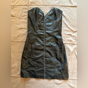 Neu Look Faux Leather Black Strapless Mini Dress, New with Tag, size Small